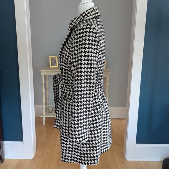 Michael Kors Women's Wool Coat Size 4 Black & White Trench Coat - Picture 5 of 13